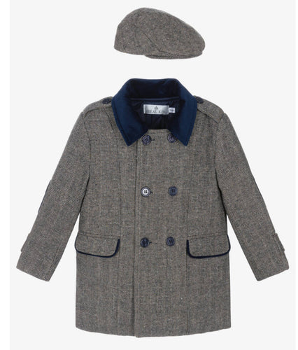 Boys navy Beau coat & hat set