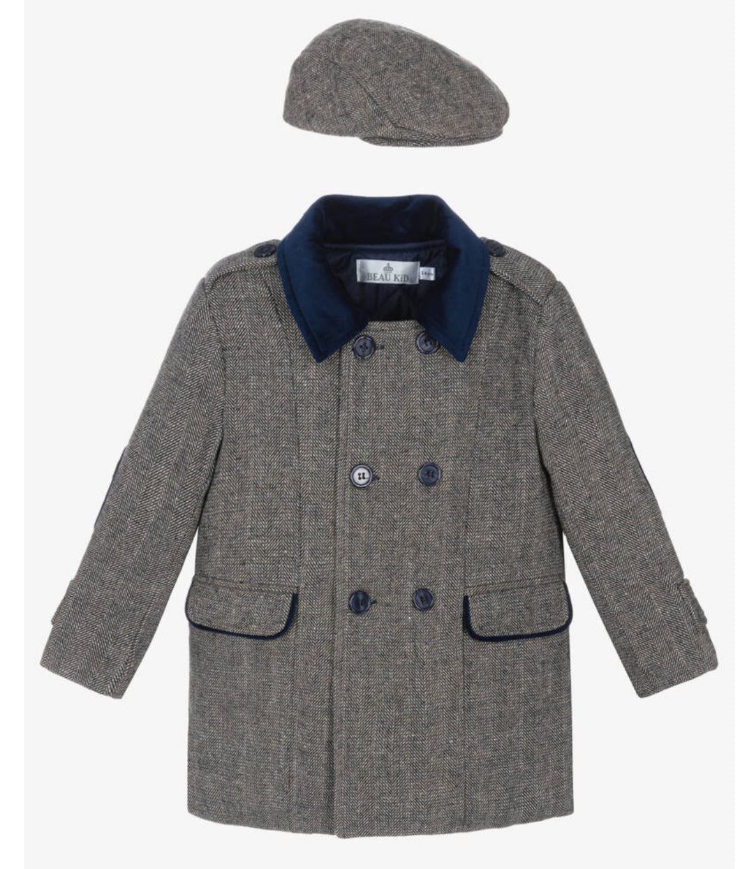 Boys navy Beau coat & hat set