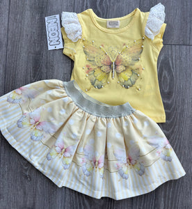 Lemon neon butterfly skirt&top set