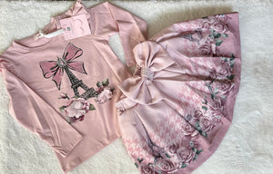 Pink Paris skirt & top set