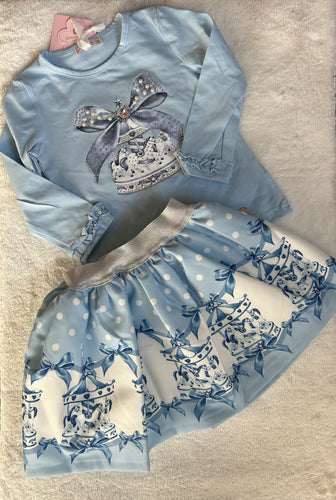Blue carasol skirt & top set