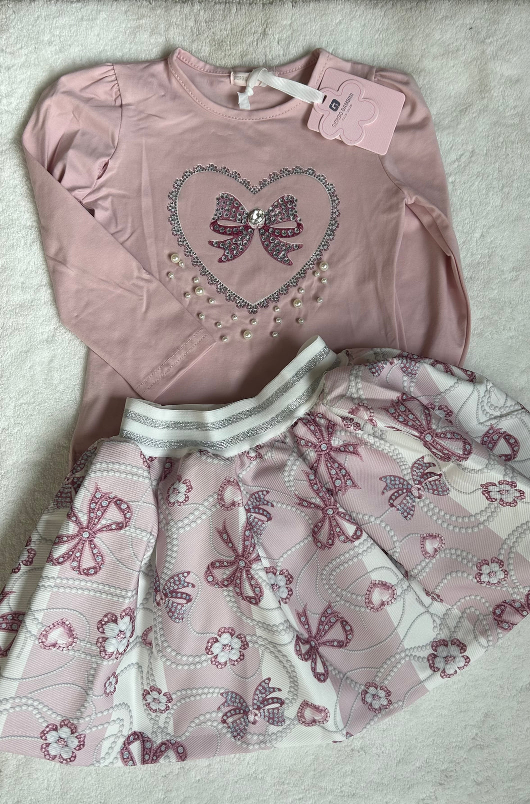 Pink bow skirt & top set