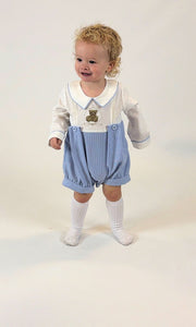 Beau kid boys blue teddy Romper, jacket & hat (2 week wait