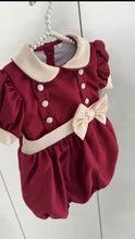 Load image into Gallery viewer, Wine / cream bubble romper (September deilvery