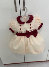 Load image into Gallery viewer, Cream  dress with wine details ( September deilvery