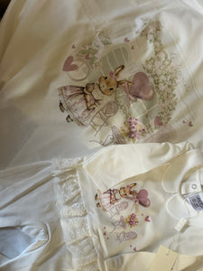 Girls Bunny baby grow & blanket set