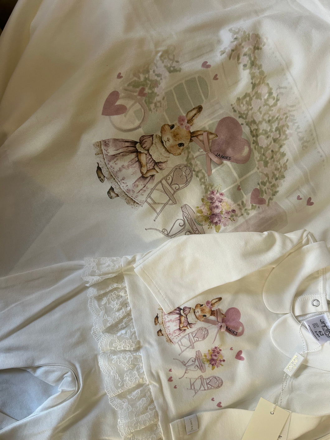 Girls Bunny baby grow & blanket set