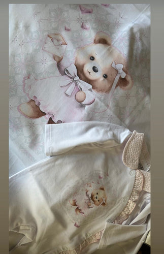 Girls Teddy babygrow&blanket set