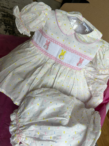 Girls Swiss dot bunny smock pjs