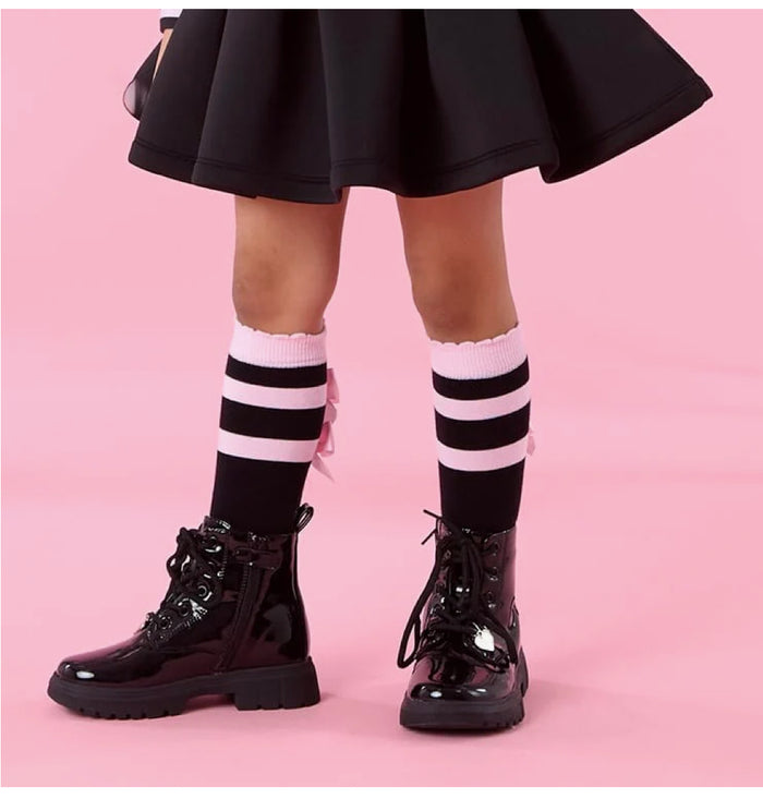 W261906 Astrid stripe and bow knee sock