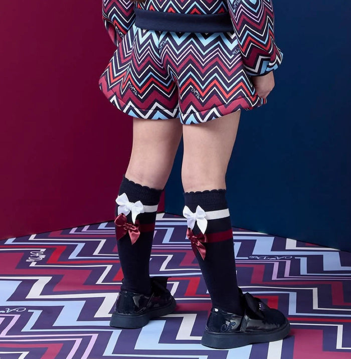 W261906 Astrid stripe and bow knee socks