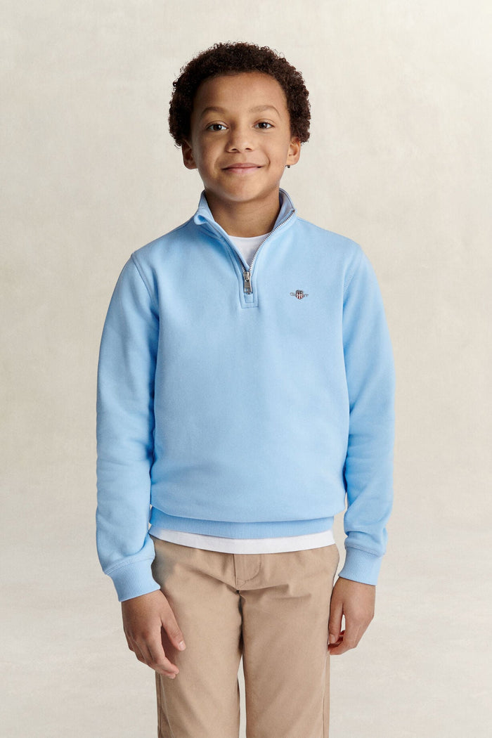 Boys blue gant half zip jumper