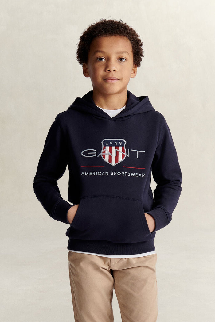 Boys navy gant hoodie