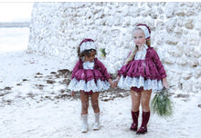 Load image into Gallery viewer, Wine Ela dress with bonnet and knickers