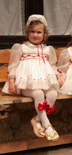 Load image into Gallery viewer, Sonata Cream Organza with red smocking