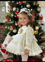 Load image into Gallery viewer, Girls Gold &amp;cream dress (bonnet sold separately)