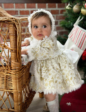 Load image into Gallery viewer, Girls Gold &amp;cream dress (bonnet sold separately)