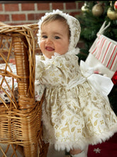 Load image into Gallery viewer, Girls Gold &amp;cream dress (bonnet sold separately)