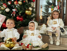 Load image into Gallery viewer, Girls Gold &amp;cream dress (bonnet sold separately)