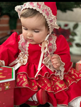 Load image into Gallery viewer, Girls Red&amp;gold dress (bonnet sold separately, 6/8 week wait