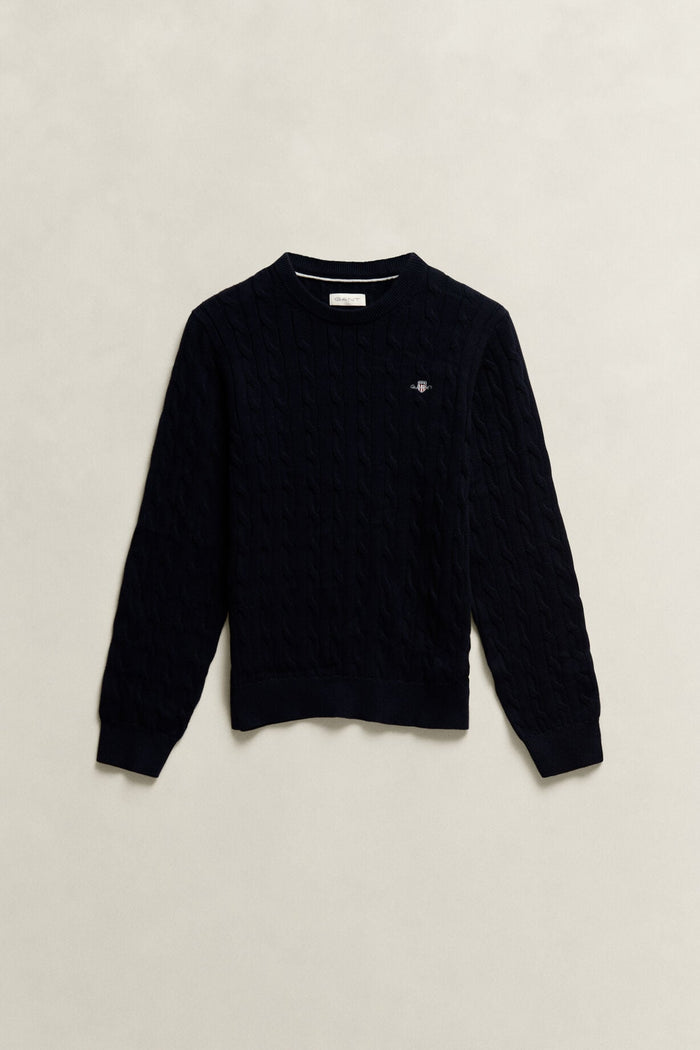 Boys Gant AW26 navy cable knit jumper