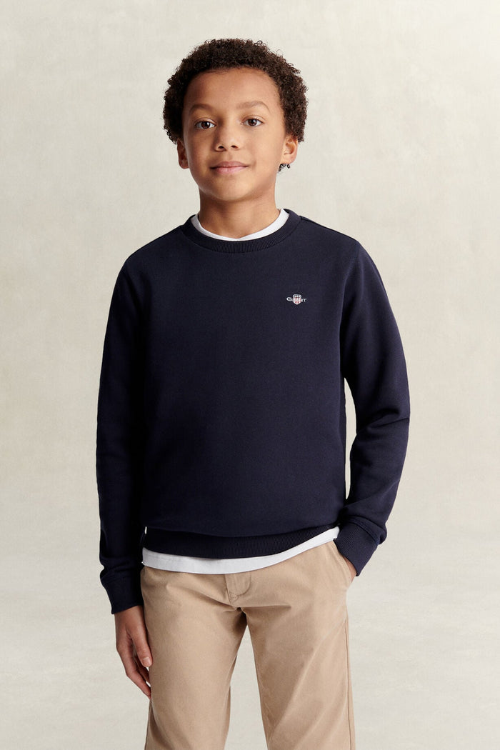 Boys Gant AW26  Navy crew neck sweater