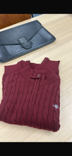 Load image into Gallery viewer, Boys Gant AW26 burgundy cable knit half zip jumper