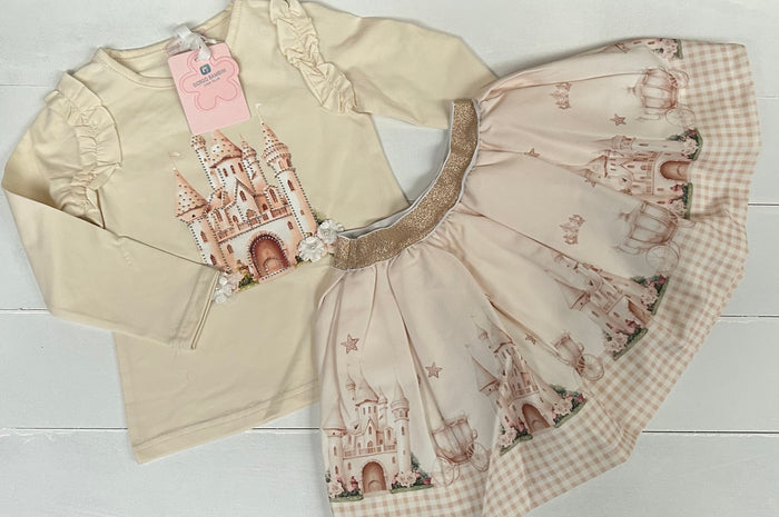 Cream Castle skirt & top set