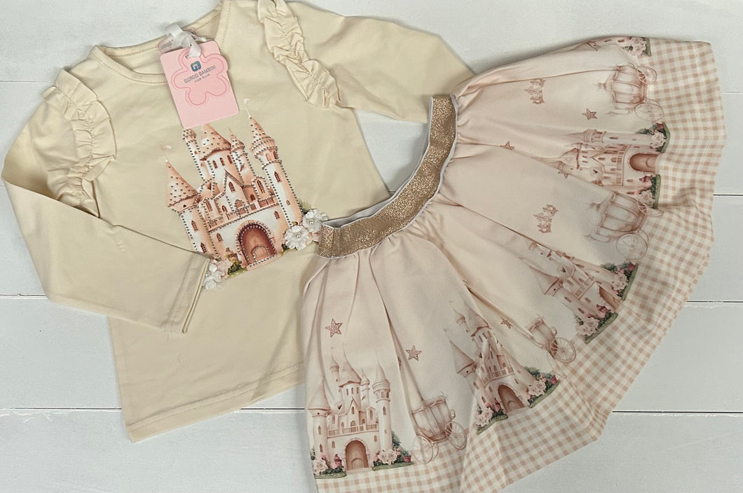 Cream Castle skirt & top set
