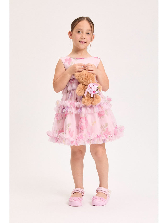 Monnalisa Lilac Floral tulle party dress