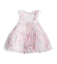 Load image into Gallery viewer, Monnalisa Floral tulle overlay dress