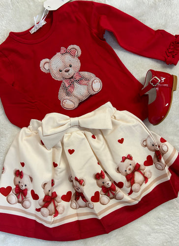Red Teddy top & skirt set