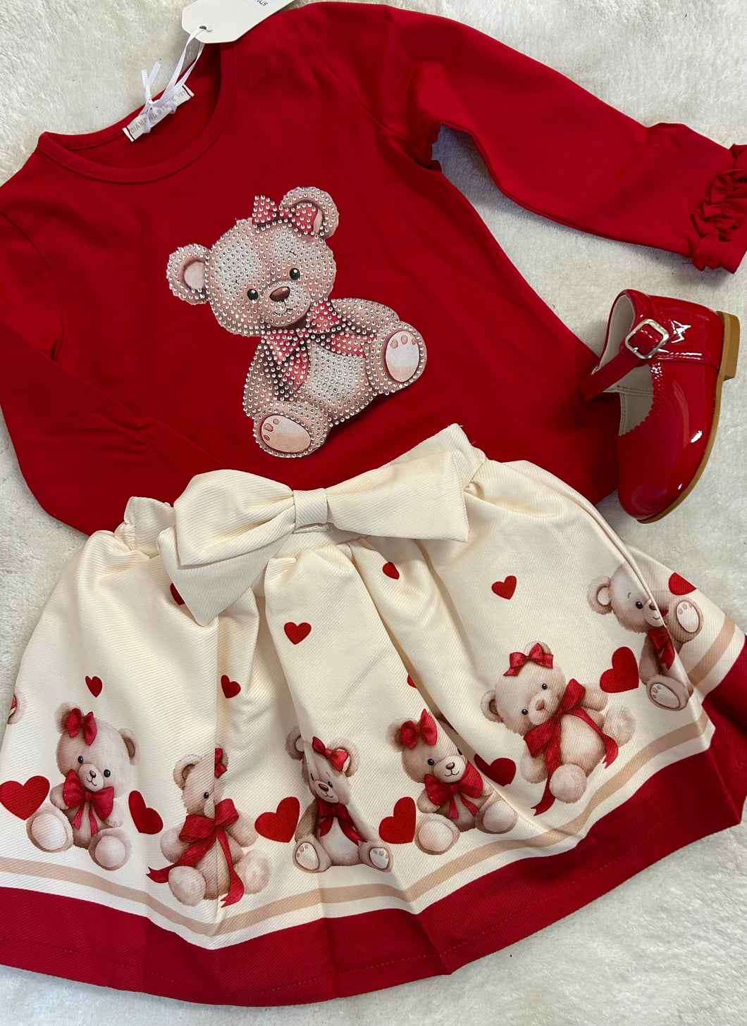 Red Teddy top & skirt set