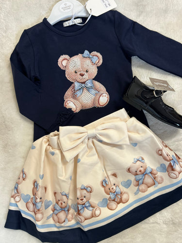 Navy teddy skirt & top set