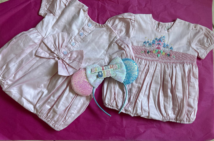 Castle hand embroidery bubble Romper