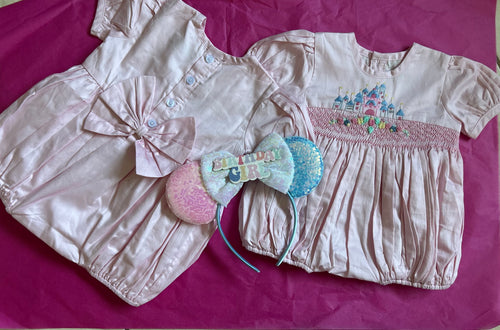 Castle hand embroidery bubble Romper