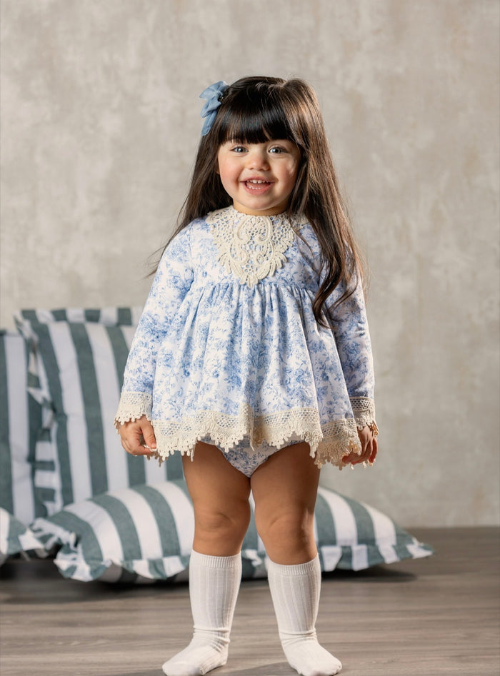 Abuela Tata blue dress with bonnet & pants