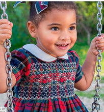 Load image into Gallery viewer, Naxos Tartan smock dress with bow