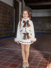 Load image into Gallery viewer, Naxos Cream and chocolate brown 3 piece suit with hairbow