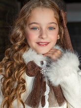Load image into Gallery viewer, Naxos Cream and chocolate brown 3 piece suit with hairbow