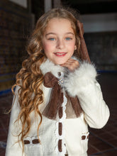 Load image into Gallery viewer, Naxos Cream and chocolate brown 3 piece suit with hairbow
