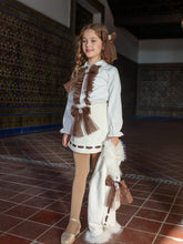 Load image into Gallery viewer, Naxos Cream and chocolate brown 3 piece suit with hairbow