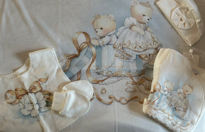 Baby girl blue teddy babygrow&blanket set