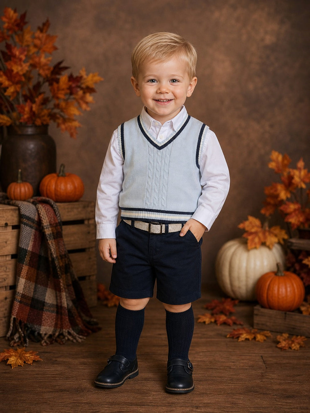Boys Beau kid short set with belt (2/3 week wait