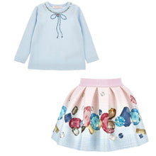 Load image into Gallery viewer, Monnalisa jewel jersey top&amp;skirt set