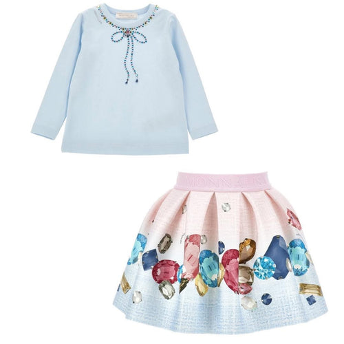 Monnalisa jewel jersey top&skirt set