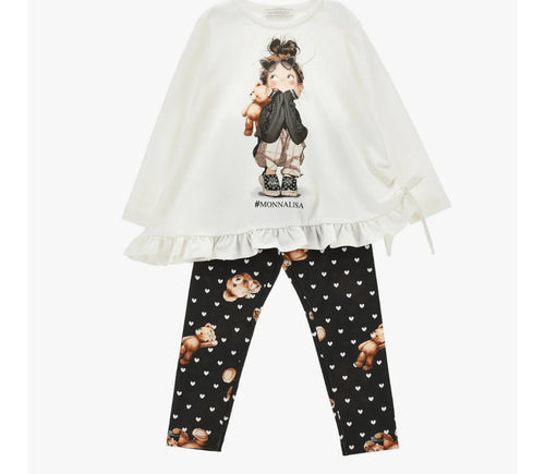 Monnalisa girl teddy leggings set