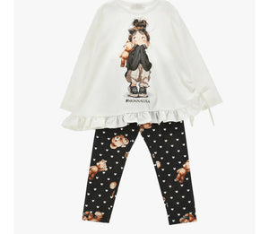 Monnalisa girl teddy leggings set