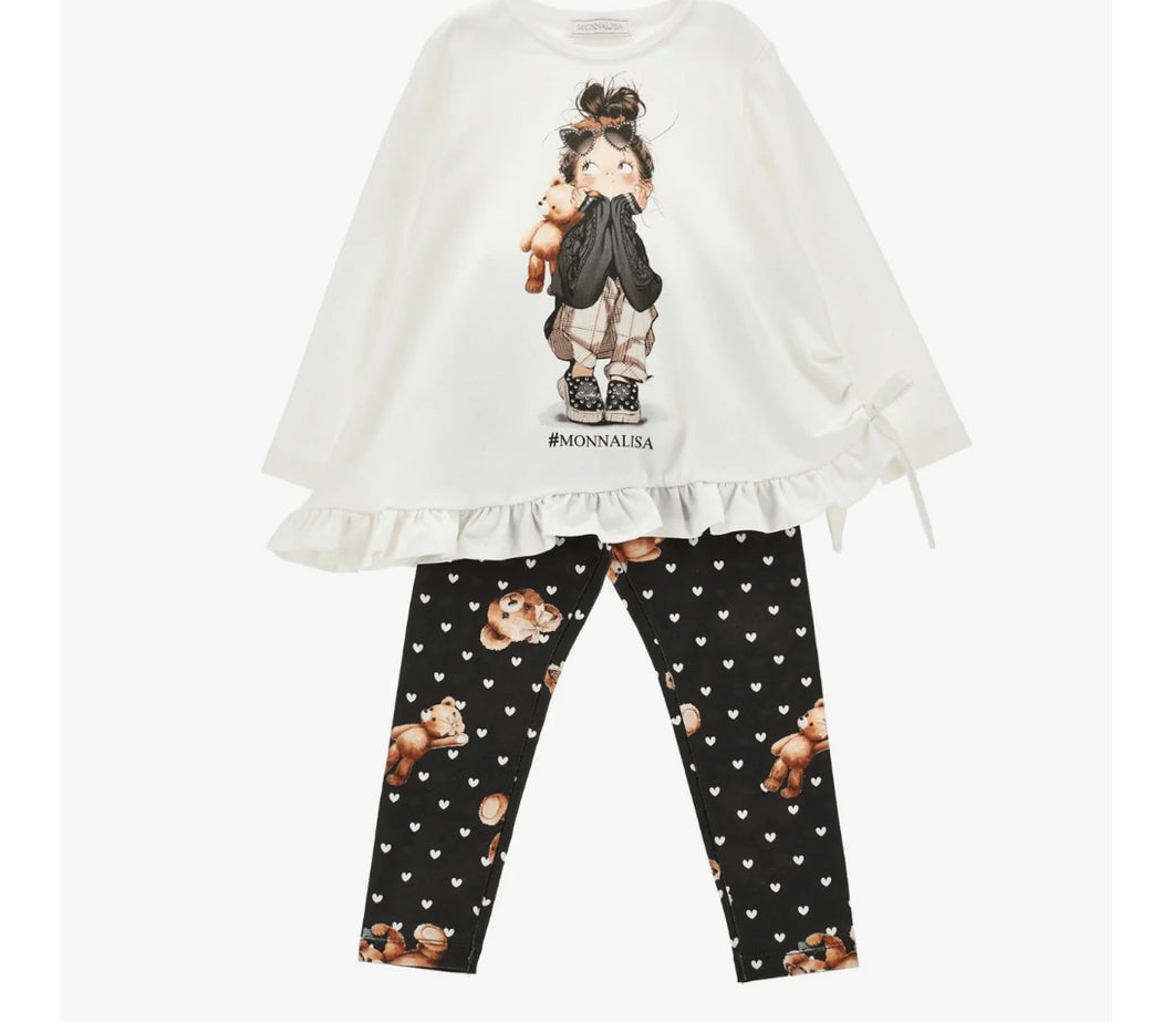 Monnalisa girl teddy leggings set