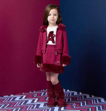 Load image into Gallery viewer, Adee wine 3 piece fur set (jacket, skirt &amp; top